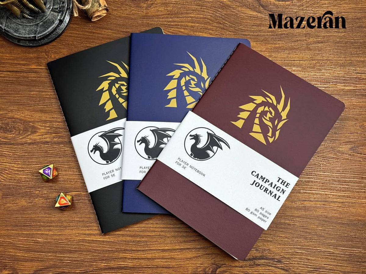 Mazeran campaign journal color options in black navy and maroon