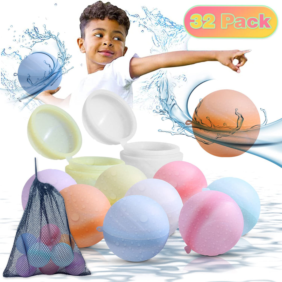 MBKET silicone water balloons white for mess-free water battles.