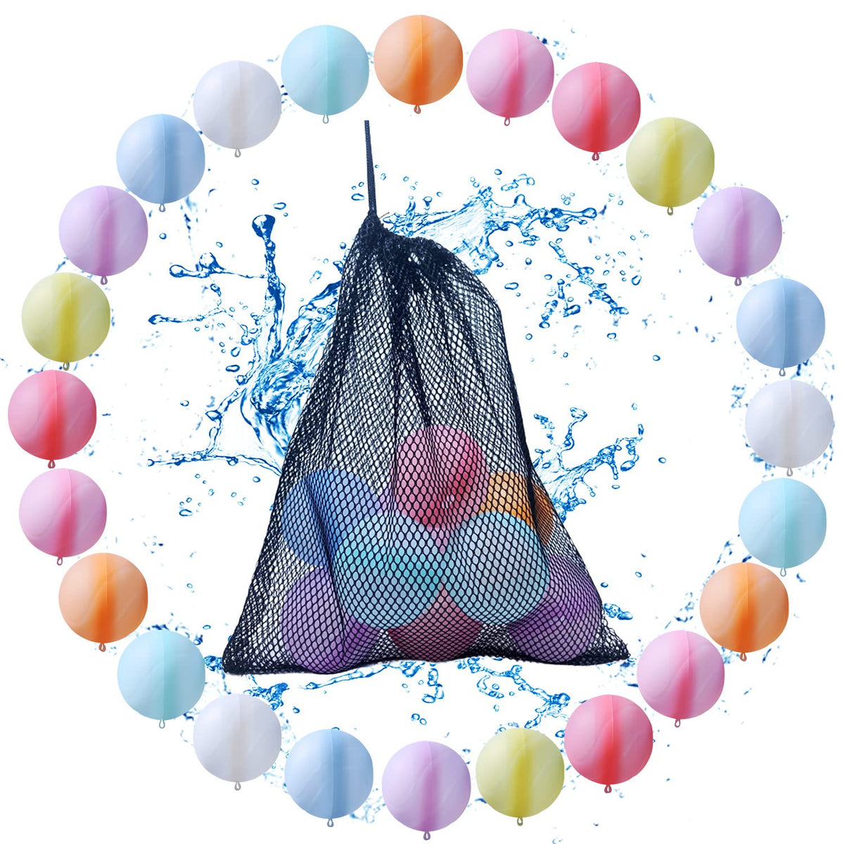 MBKET silicone water balloon close-up reveals durable, reusable design for summer pool play.