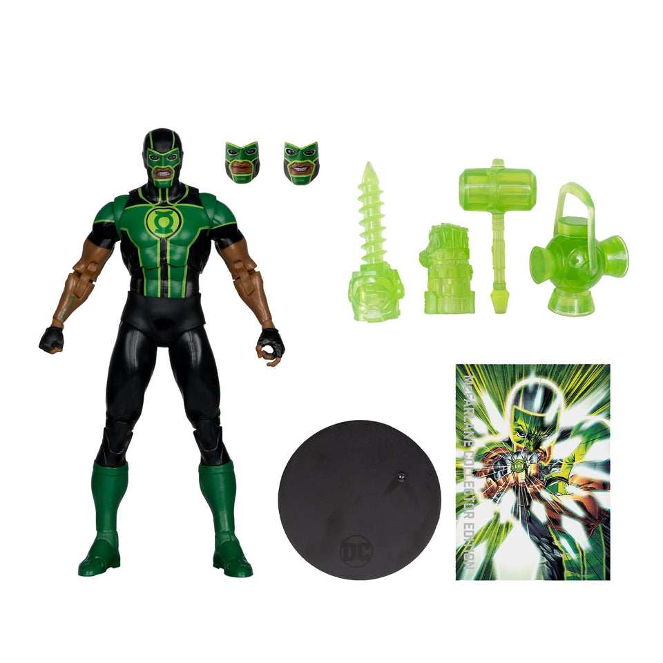 McFarlane Toys Green Lantern Simon Baz figure, front view, highly detailed for display