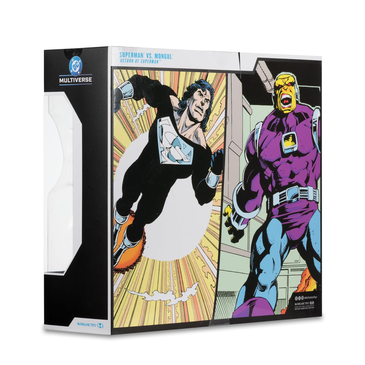 McFarlane Toys DC Multiverse Superman-Mongul 2pk display bases keep figures steady.