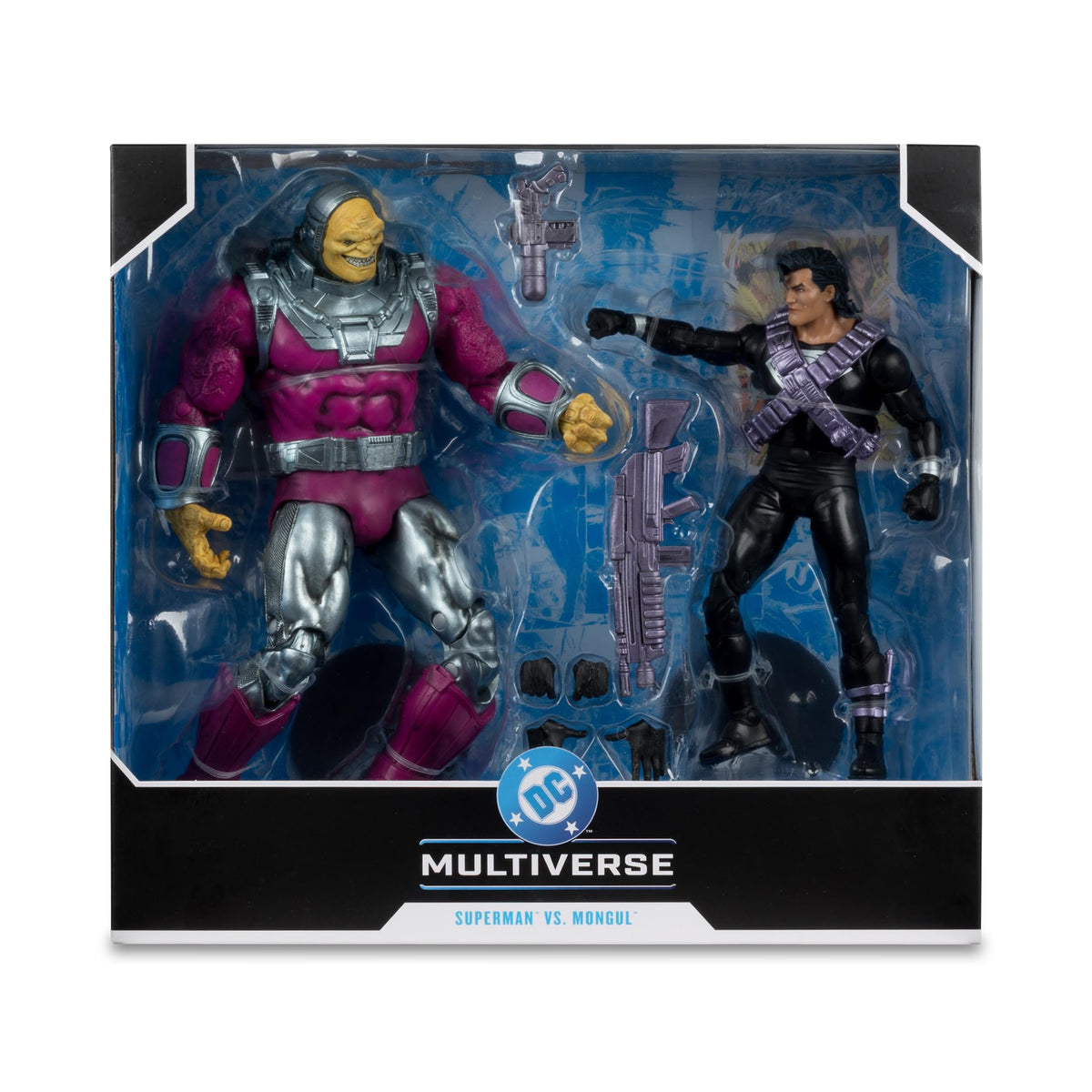 McFarlane Toys DC Multiverse Superman-Mongul 2pk extra hands enable expressive poses in photos.