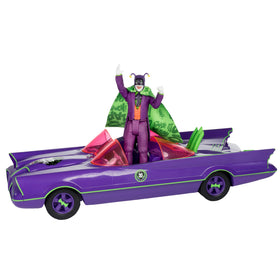 McFarlane Toys DC Retro Joker action showcases dramatic cape for dynamic poses.