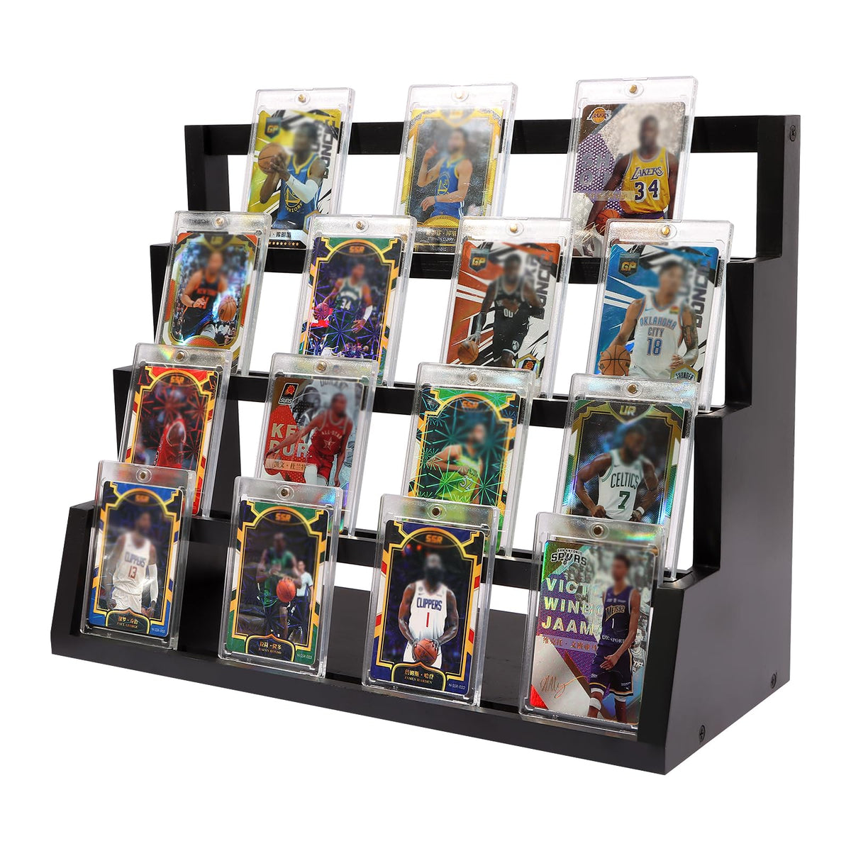 MCAEFER ZHCY wooden card display case four-tier showcases graded cards.
