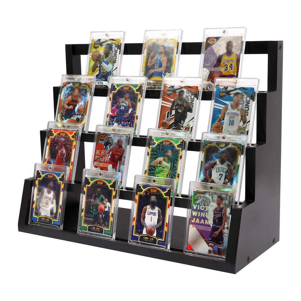 MCAEFER ZHCY wooden card display case four-tier showcases graded cards.