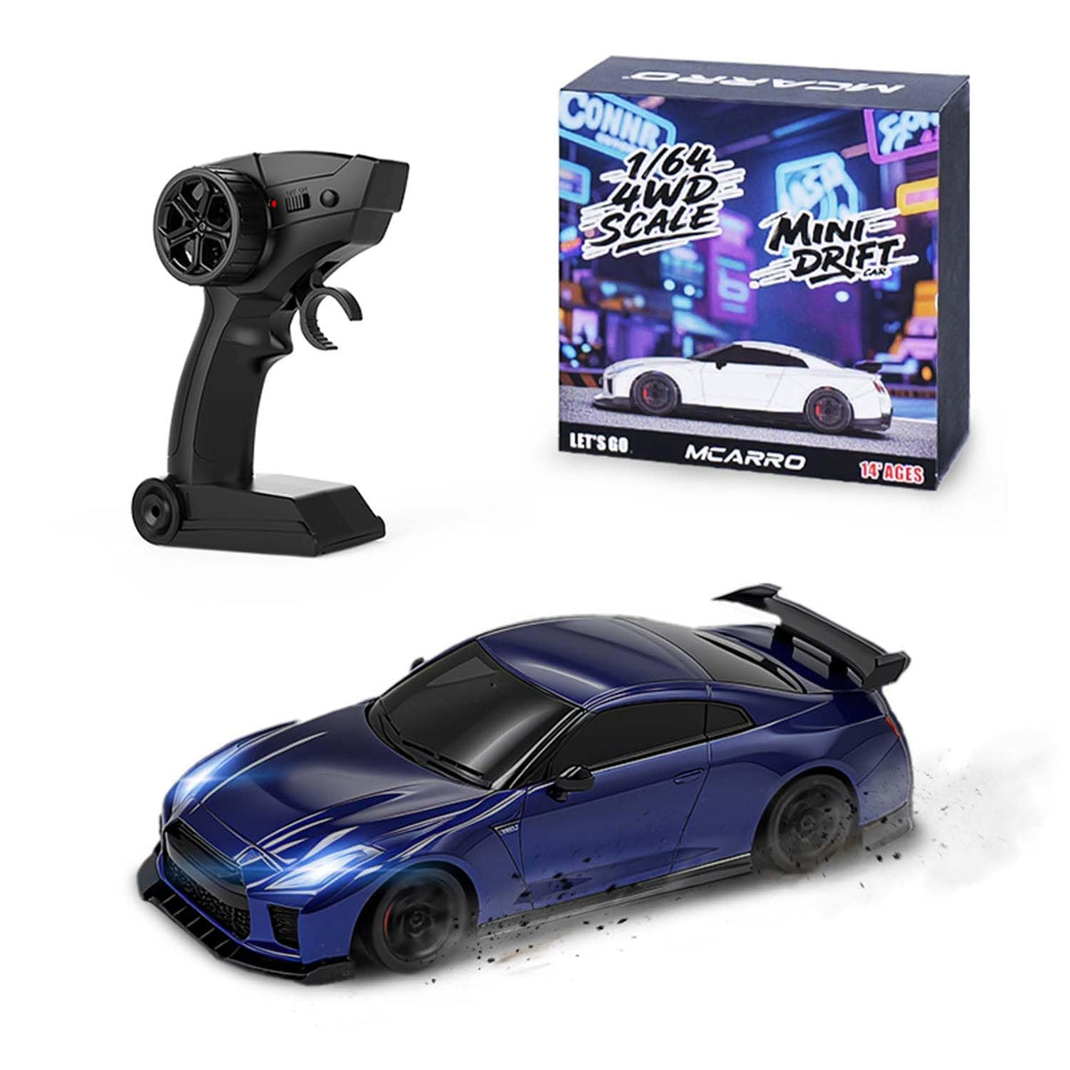 MCARRO 1/64 front view shows compact drift racer for indoor use