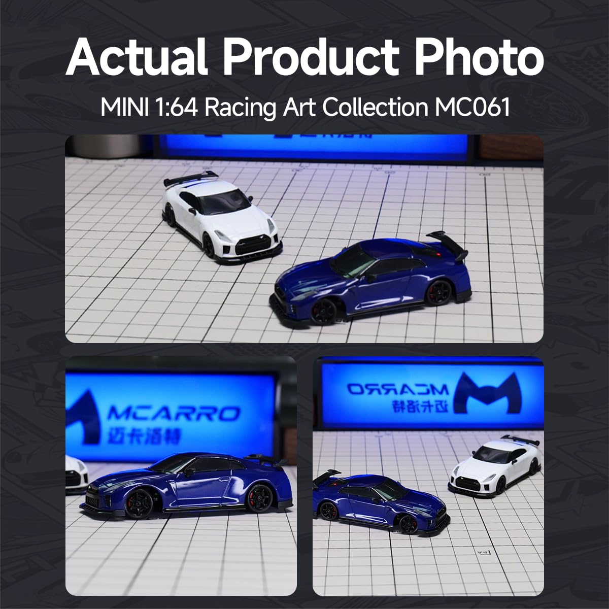 MCARRO interactive lights on white RC car for realism