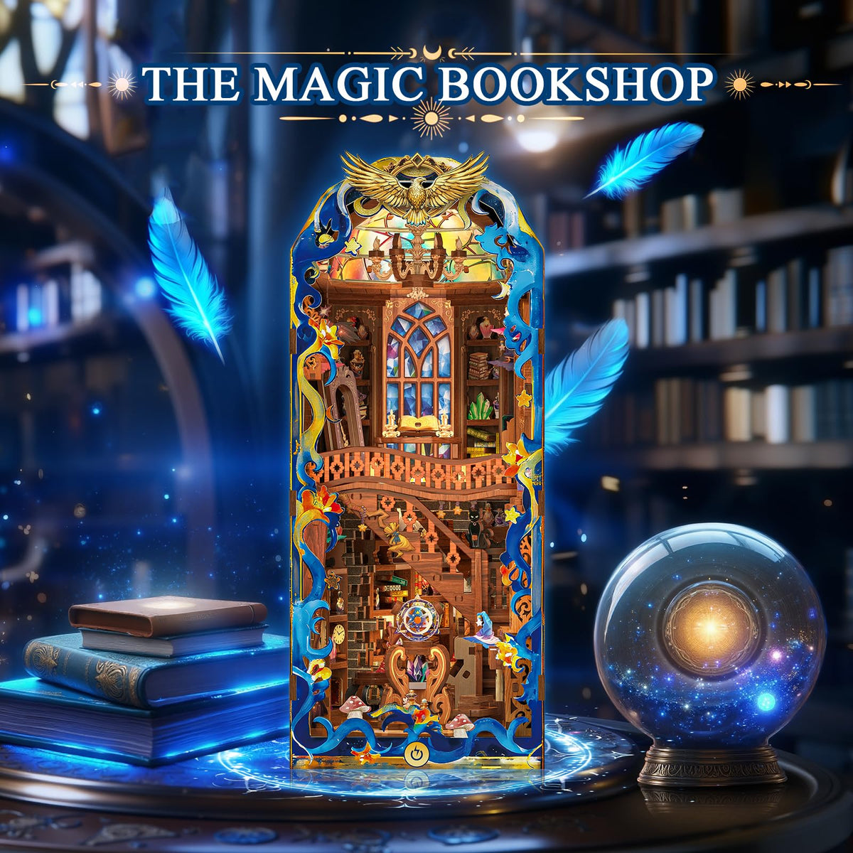 Mccreadee wooden bookshelf display scene highlighting details and craftsmanship