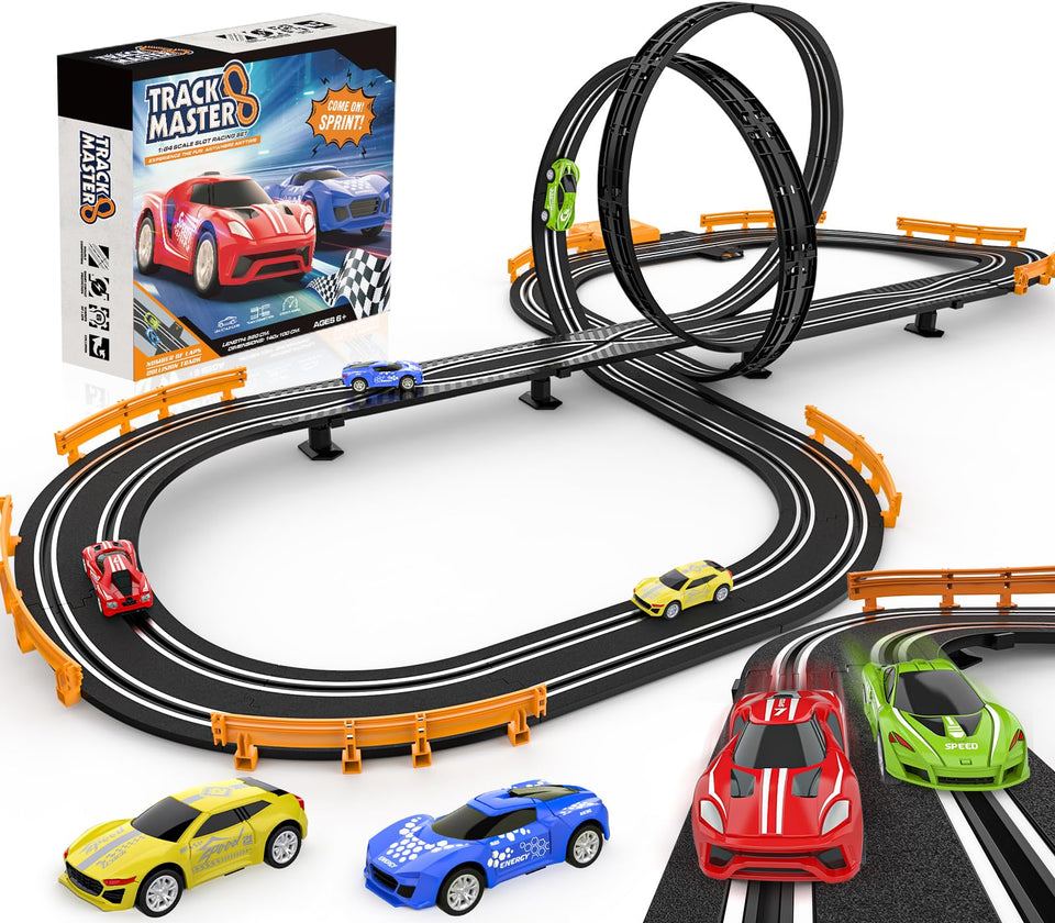 Mccreadee slot car track overpass setup for dramatic racing action