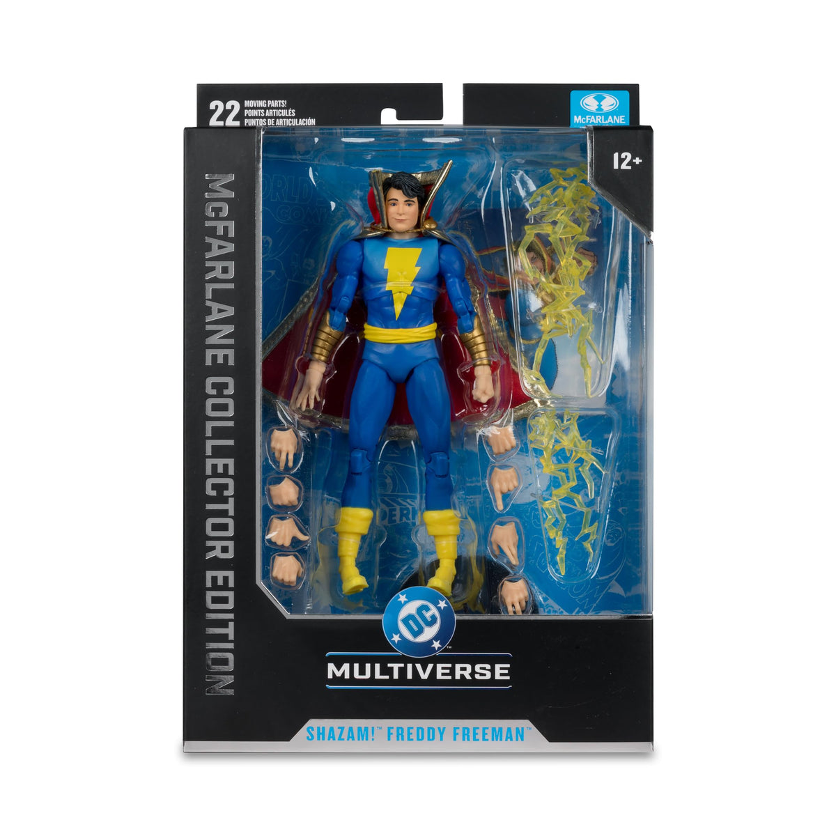 Shazam Freddy Freeman 7in figure on base offers stable display and easy posing.