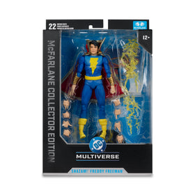Shazam Freddy Freeman 7in figure on base offers stable display and easy posing.