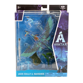 McFarlane Toys Avatar Jake Sully and banshee in flight pose.