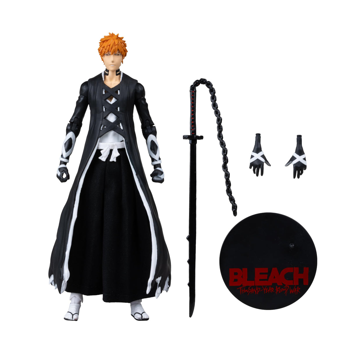 McFarlane Toys Ichigo Fullbring Bankai 7in figure displayed on base for shelf display.