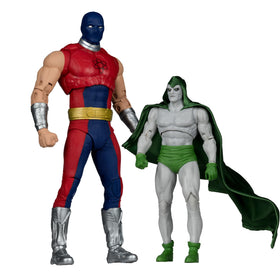 McFarlane Toys DC Multiverse Atom Smasher vs The Spectre 2-pack front view shows dynamic pose options