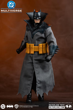 McFarlane Batman Bethlehem figure side profile highlights detailed coat and cape.