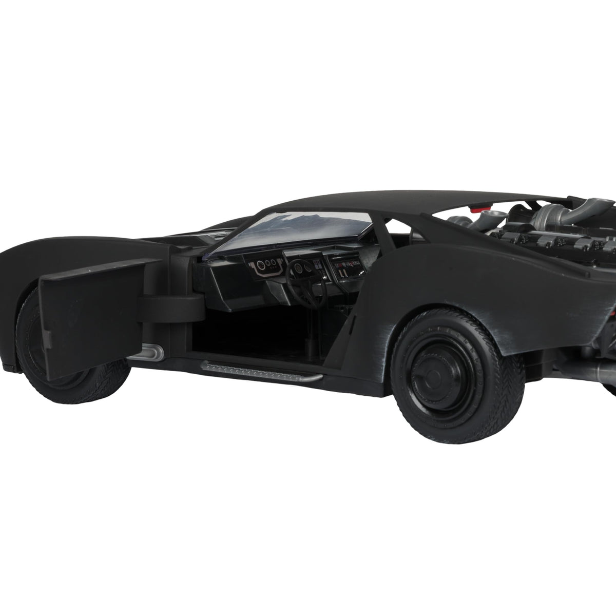 McFarlane Toys Batmobile armored detail emphasizes rugged protection aesthetic