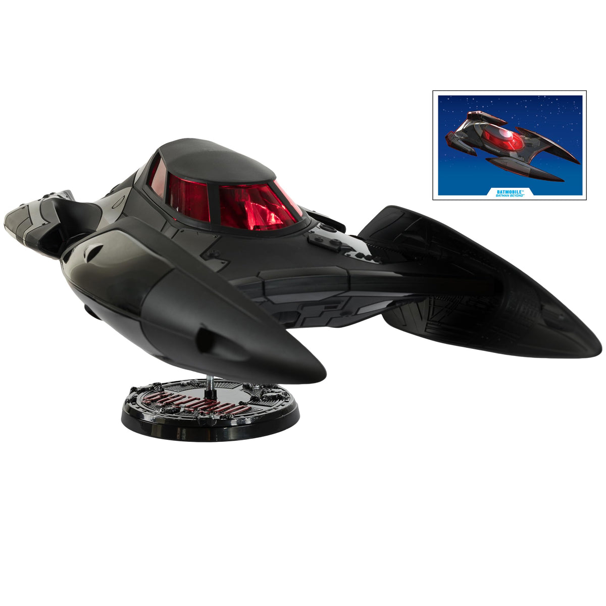 McFarlane Toys DC Multiverse Batmobile Batman Beyond hero with detailed exterior for display.