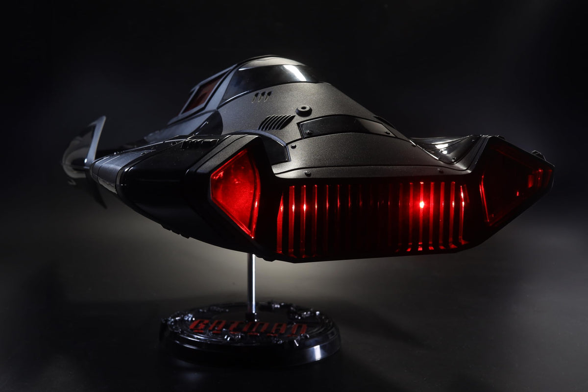 McFarlane Toys DC Multiverse Batmobile emits authentic sounds when activated for realism.