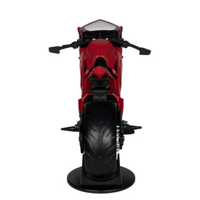 McFarlane Toys DC Multiverse Red Hood's Sportsbike detail shot highlights scale.