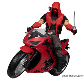 McFarlane Toys DC Multiverse Red Hood's Sportsbike side wheels for dynamic posing.