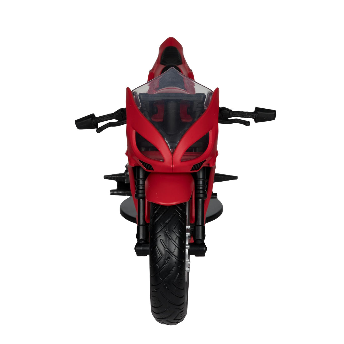 McFarlane Toys DC Multiverse Red Hood's Sportsbike stand included for stable posing.