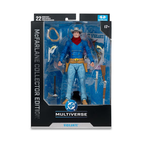 McFarlane Toys Vigilante art card presents front character art and back biography for collector context