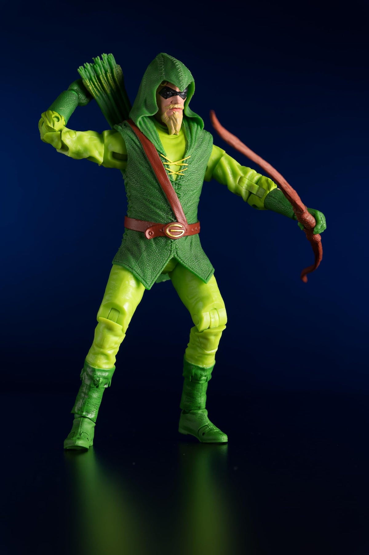 Green Arrow figure articulation with 22 moving parts for dynamic posing