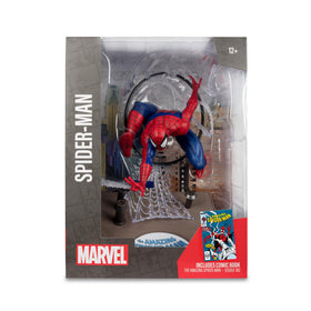 McFarlane Spider-Man packaging highlights collectible quality and future expansion.
