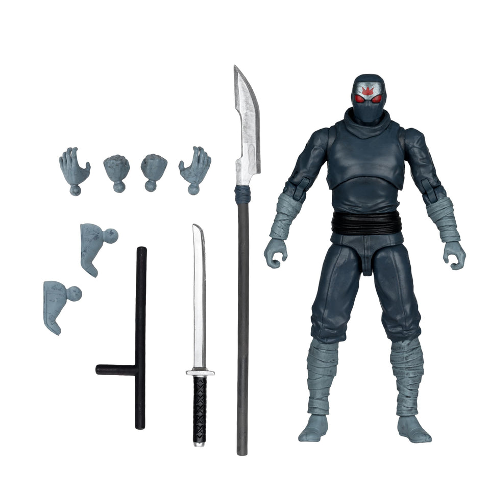 McFarlane Toys TMNT Foot Soldier 5in figure front view, highly poseable for dynamic display.