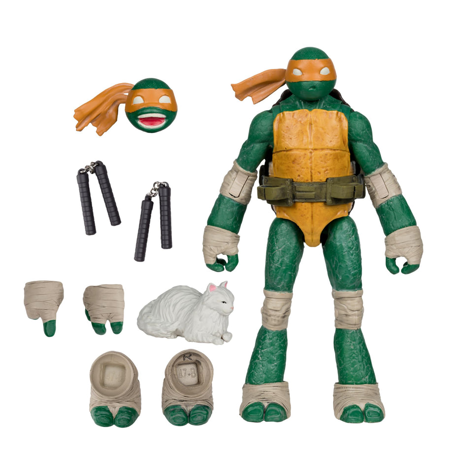 McFarlane Toys TMNT Michelangelo Page Punchers figure front view for display and poseability