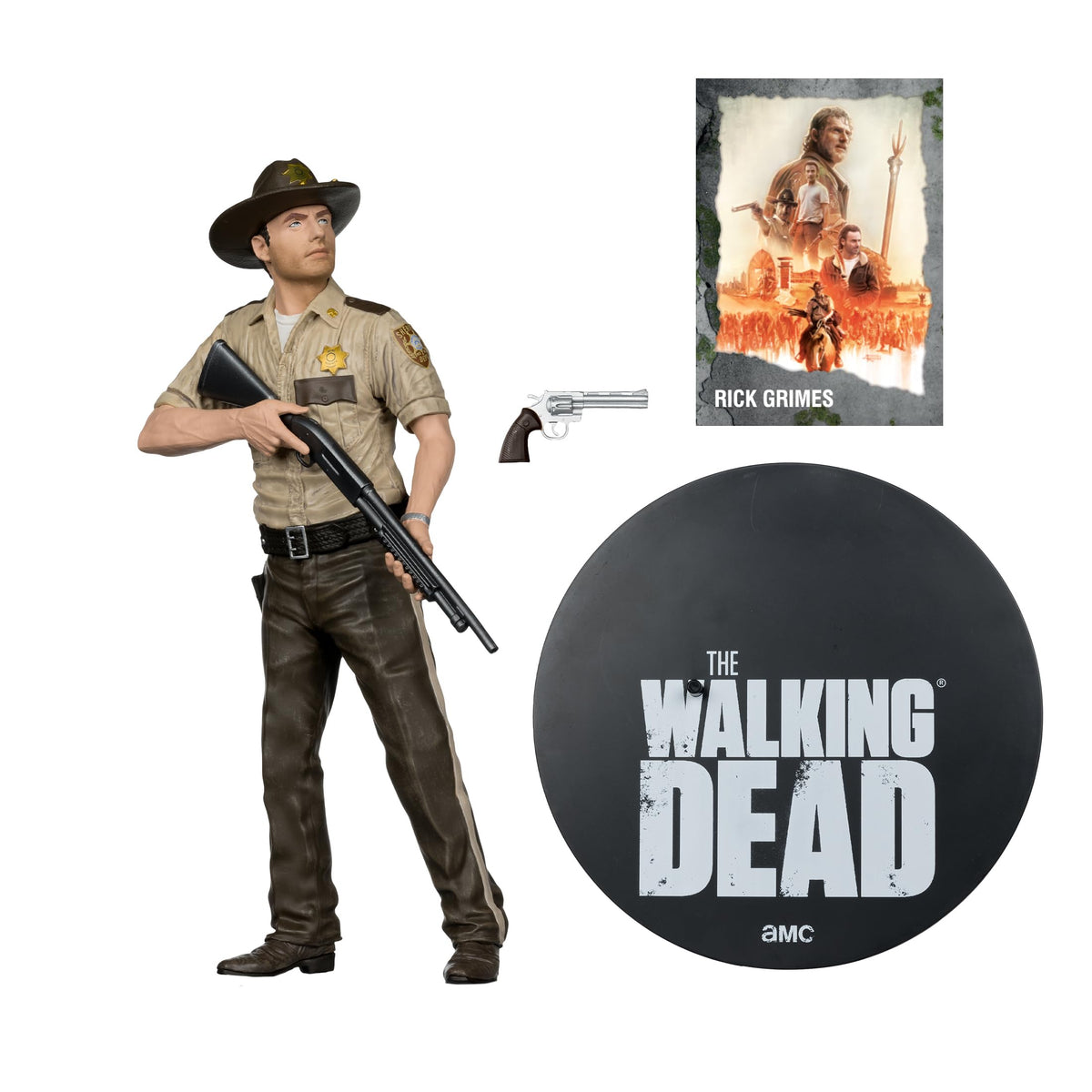 Close-up of Rick Grimes 1:8 scale figure showing detailed sculpt and textures