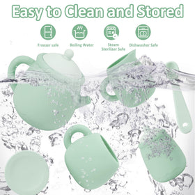 MCGMITT silicone tea set is dishwasher safe for easy cleanup after playtime