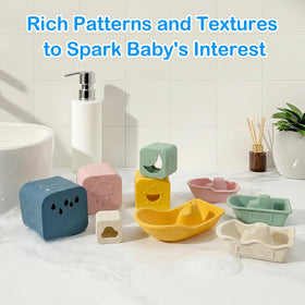 MCGMITT stacking cups featuring numbers and fruit patterns for early learning