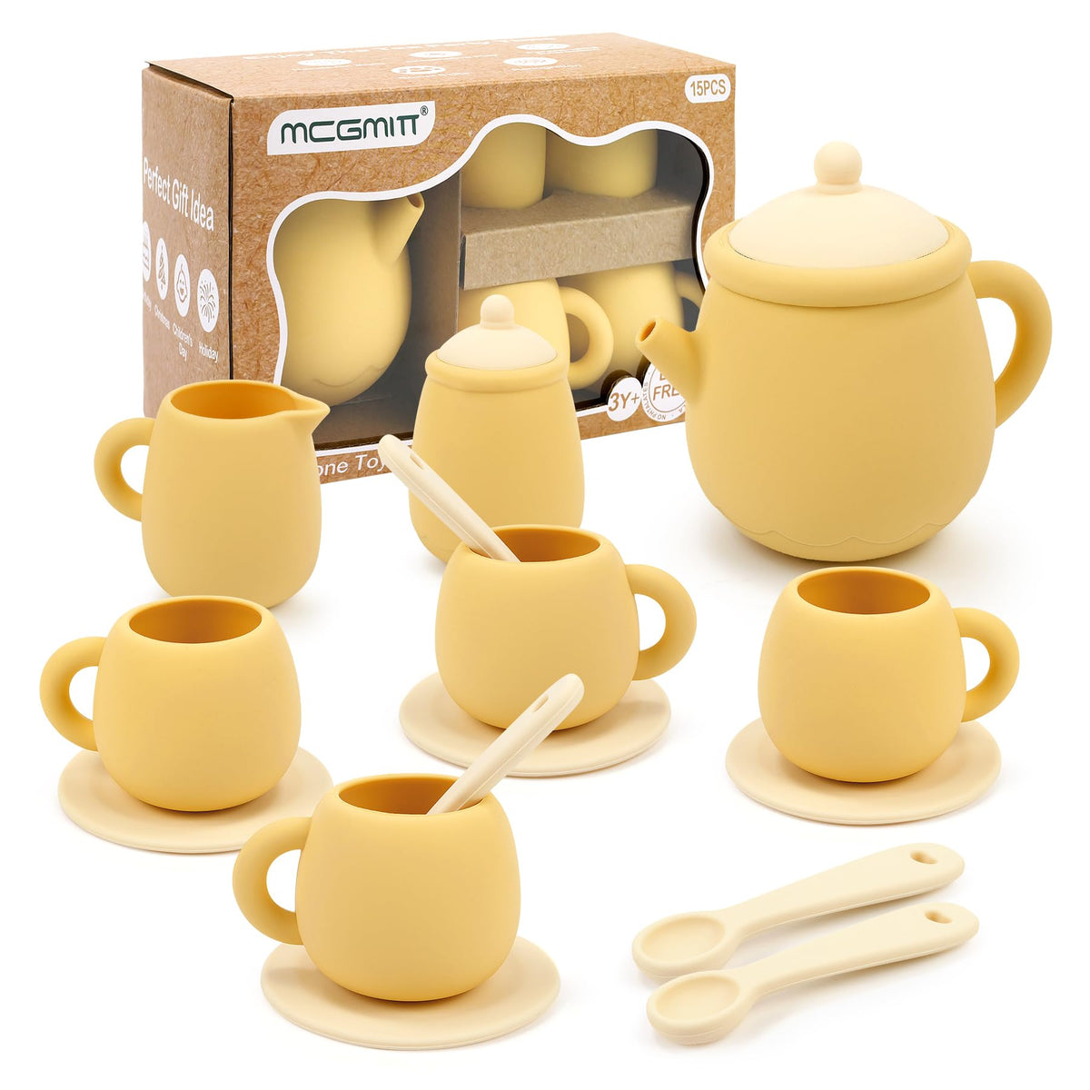 MCGMITT toy tea set teapot with lid for safe pretend play