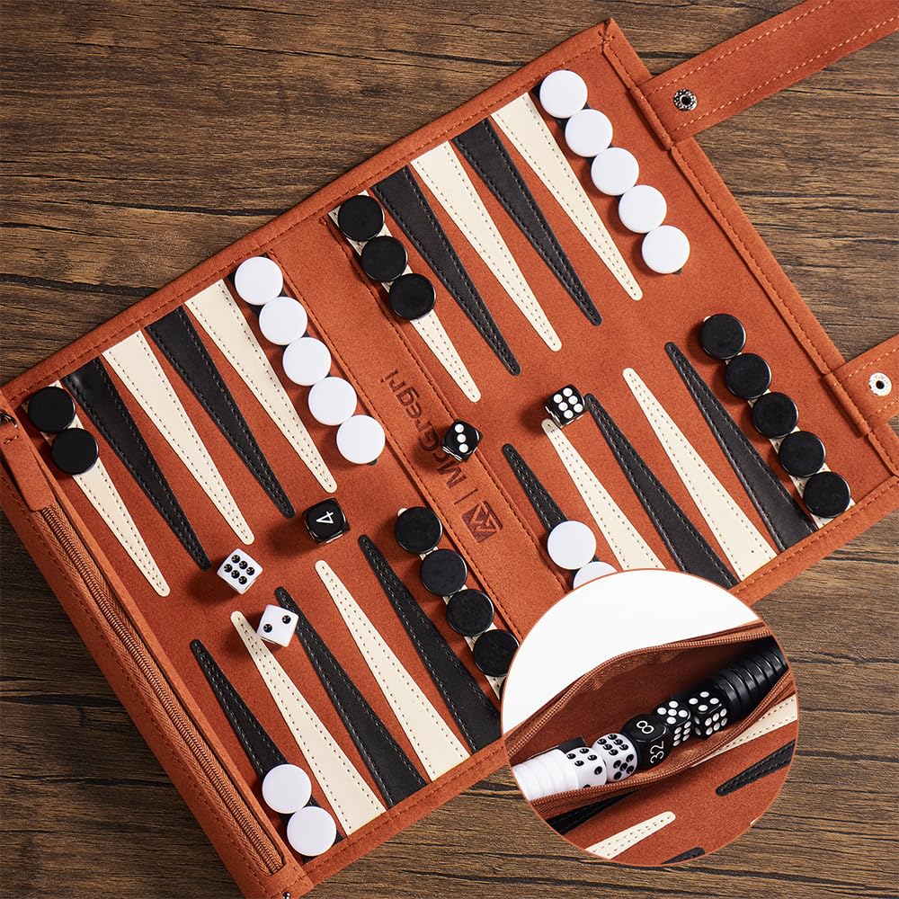 McGregri backgammon dice collection included for quick setup and play.