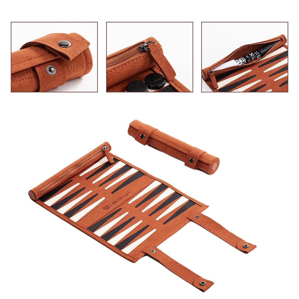McGregri backgammon game pieces in light and dark colors.