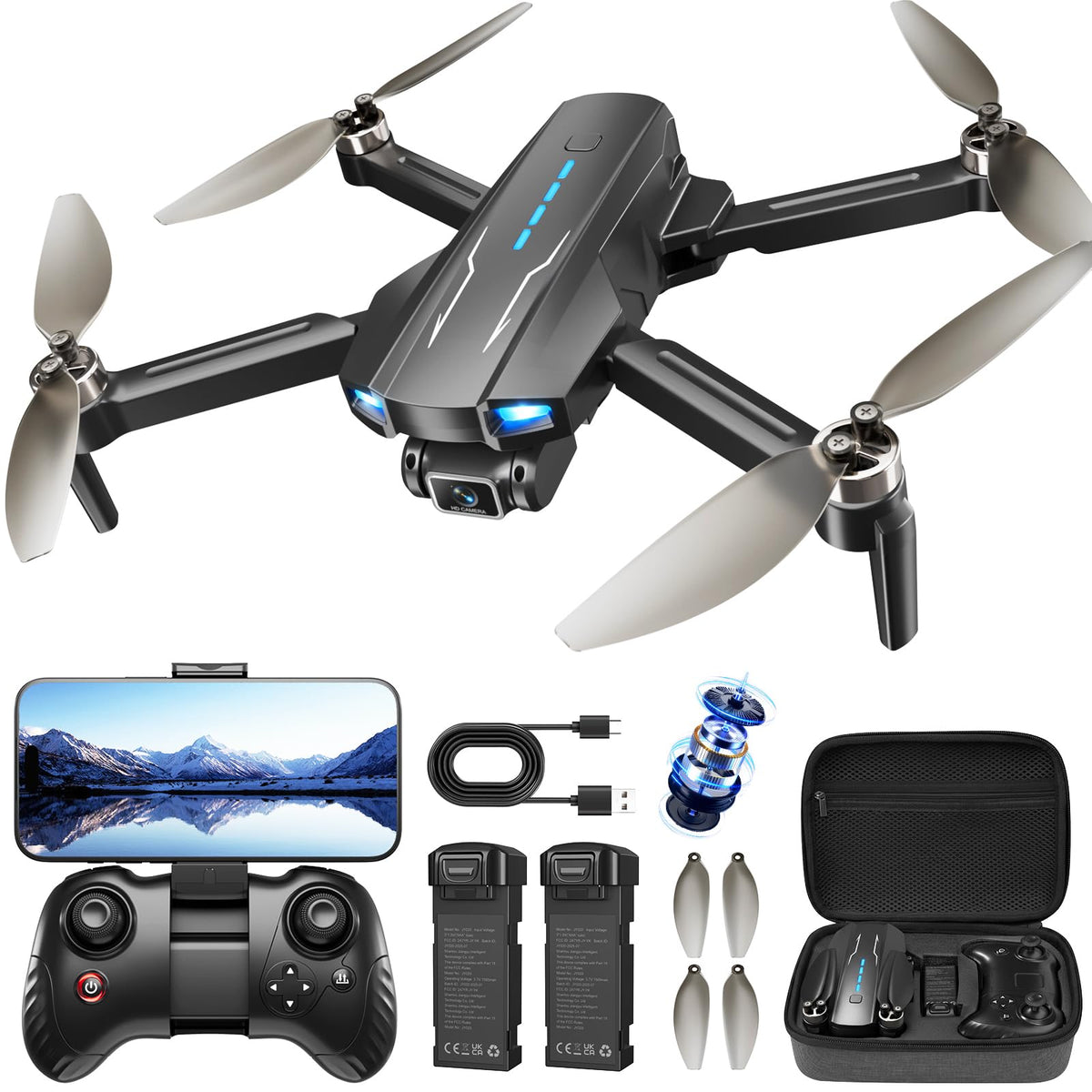MCJDHJJ drone with 1080p camera for real-time FPV video