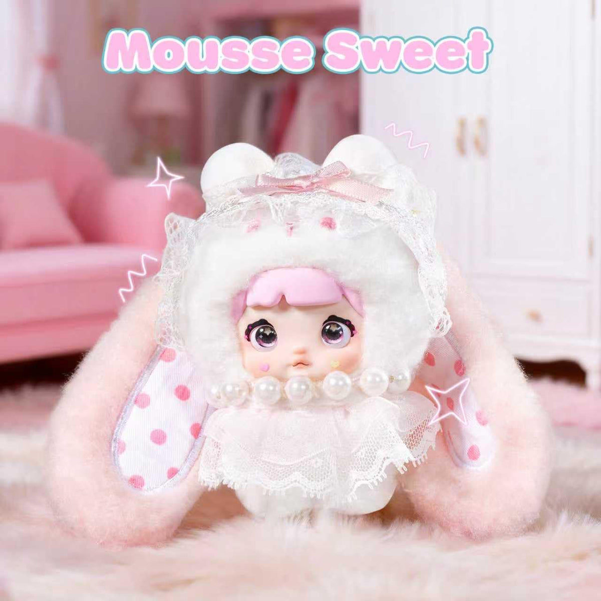 Mckkymi Nommi plush fabric closeup, ultra-soft texture reminiscent of cotton candy for cozy feels.