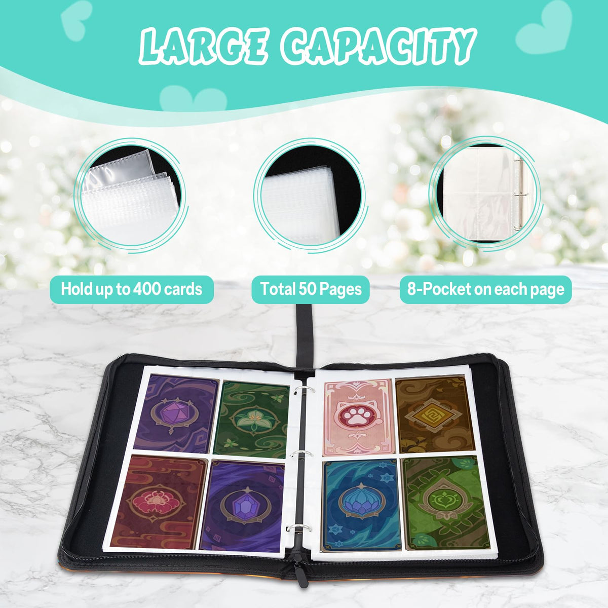 MCPESAS card binder folds compactly for on-the-go card collection.