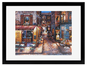 MCS puzzle frame front view with black woodgrain protects and highlights a finished puzzle.