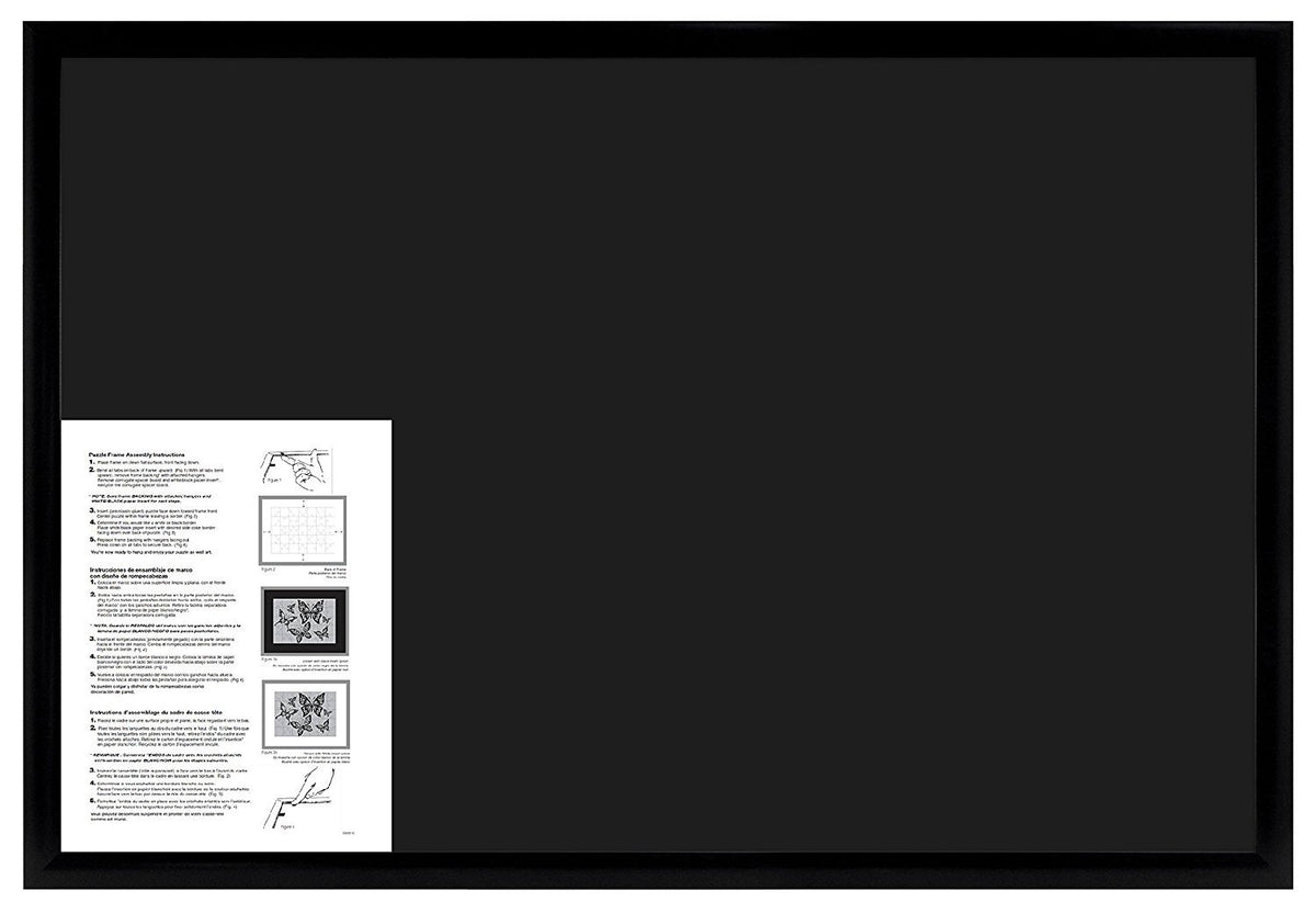 MCS puzzle frame horizontal layout with black woodgrain for versatile wall display