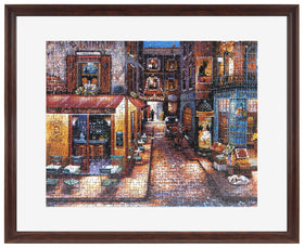 MCS 24x30 puzzle frame with walnut woodgrain, front view for elegant display.