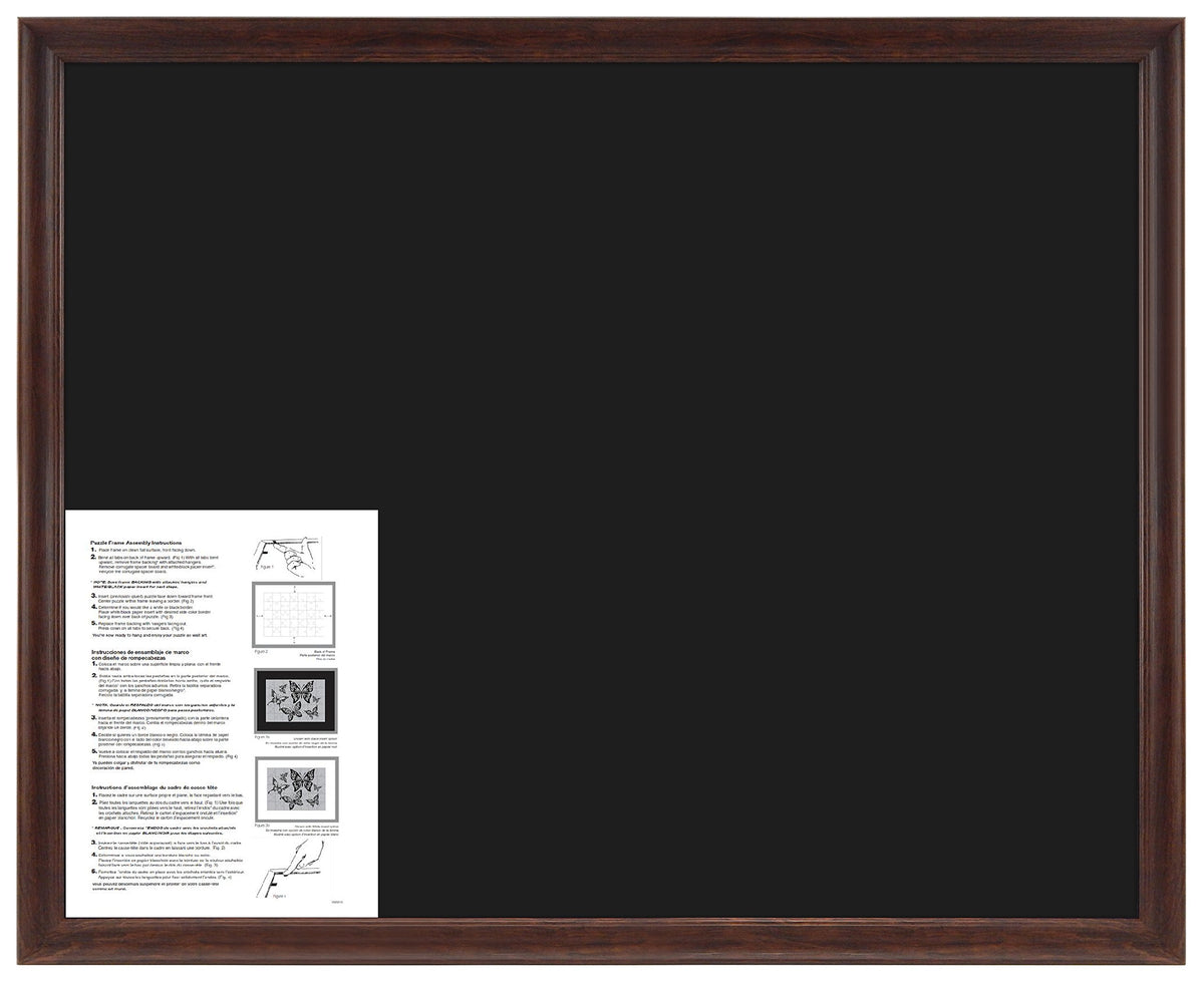 MCS puzzle frame horizontal mount in walnut woodgrain for space-saving display.