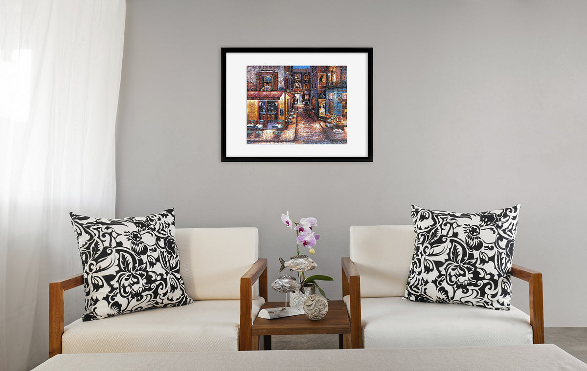 Frame dimensions accommodate a 20x27 finished puzzle for display