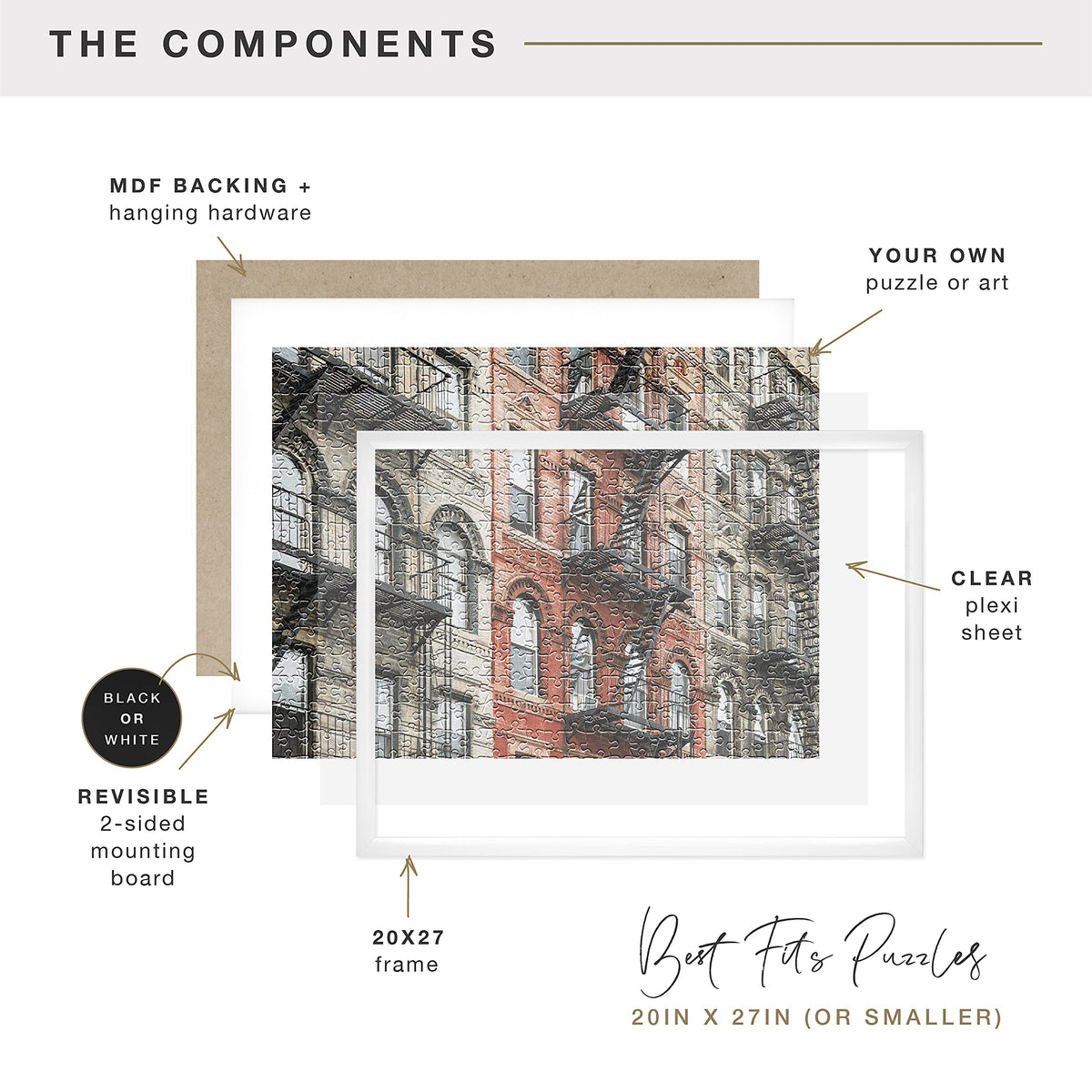 MCS puzzle frame front protects against dust while displaying.