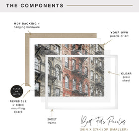 MCS puzzle frame front protects against dust while displaying.