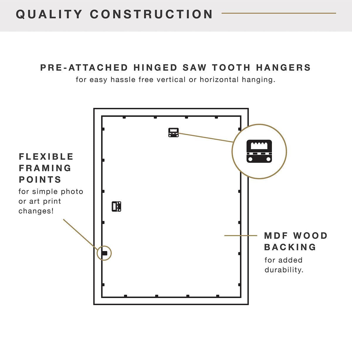 MCS puzzle frame vertical hanging display demonstrating flexible layout