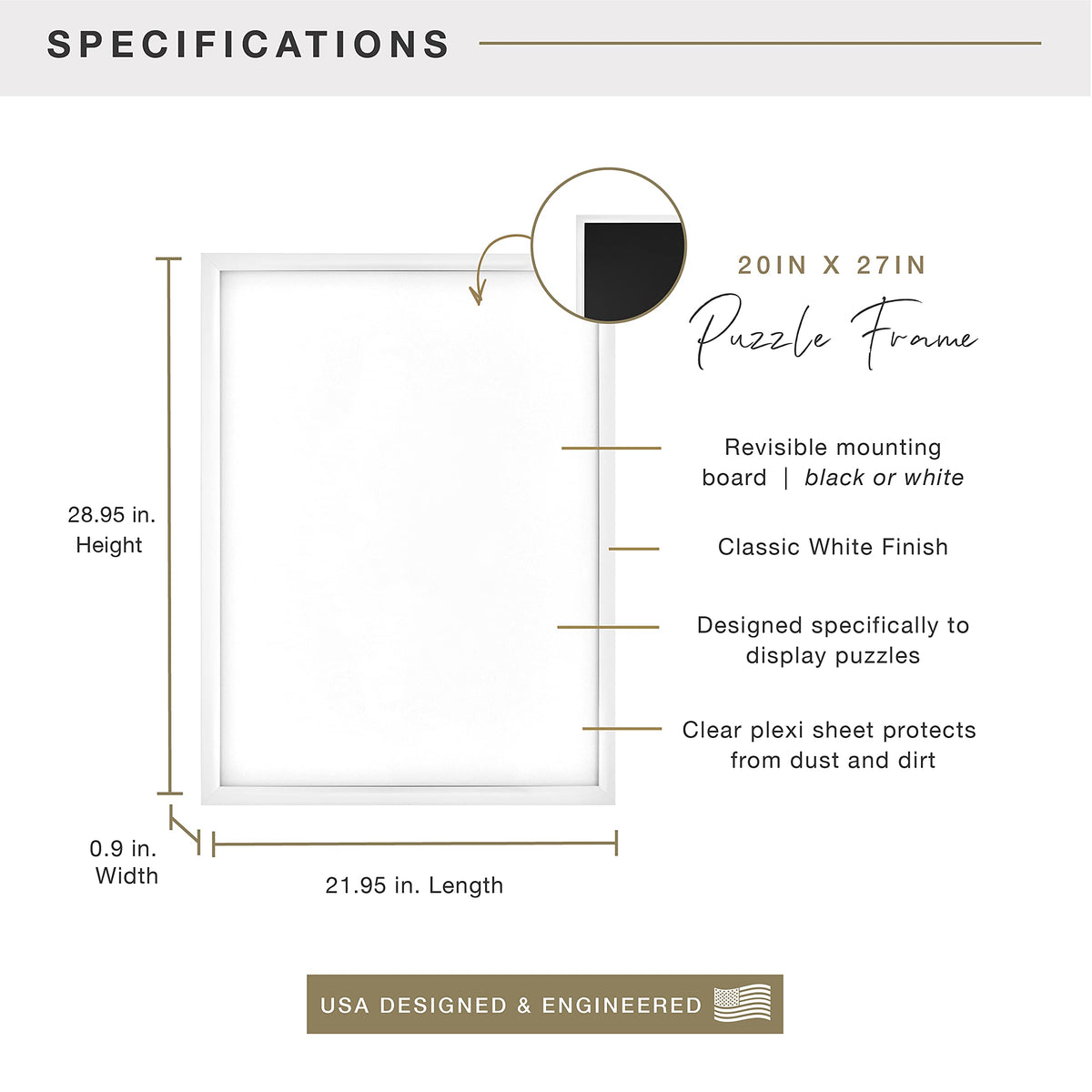 MCS frame supports vertical or horizontal mounting for flexible wall decor.