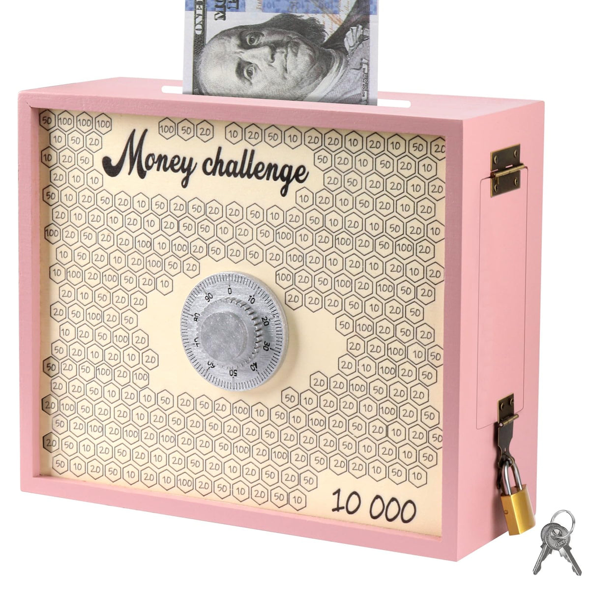 Mczxon 10000 savings box front view showing spacious capacity for coins and bills