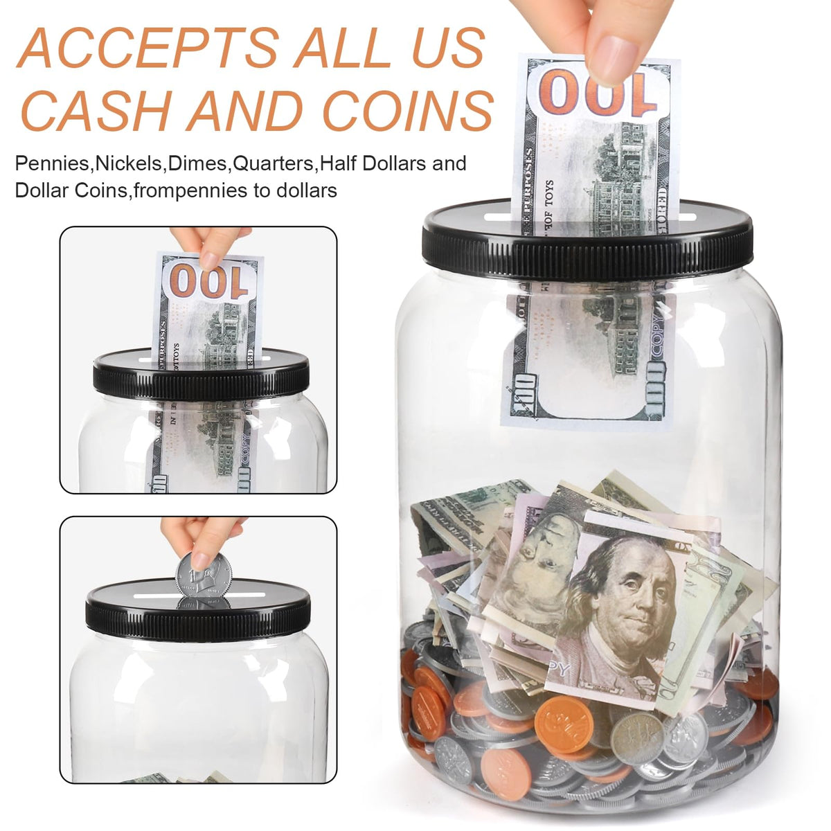Mczxon two-pack clear piggy banks ideal for home and classroom savings.